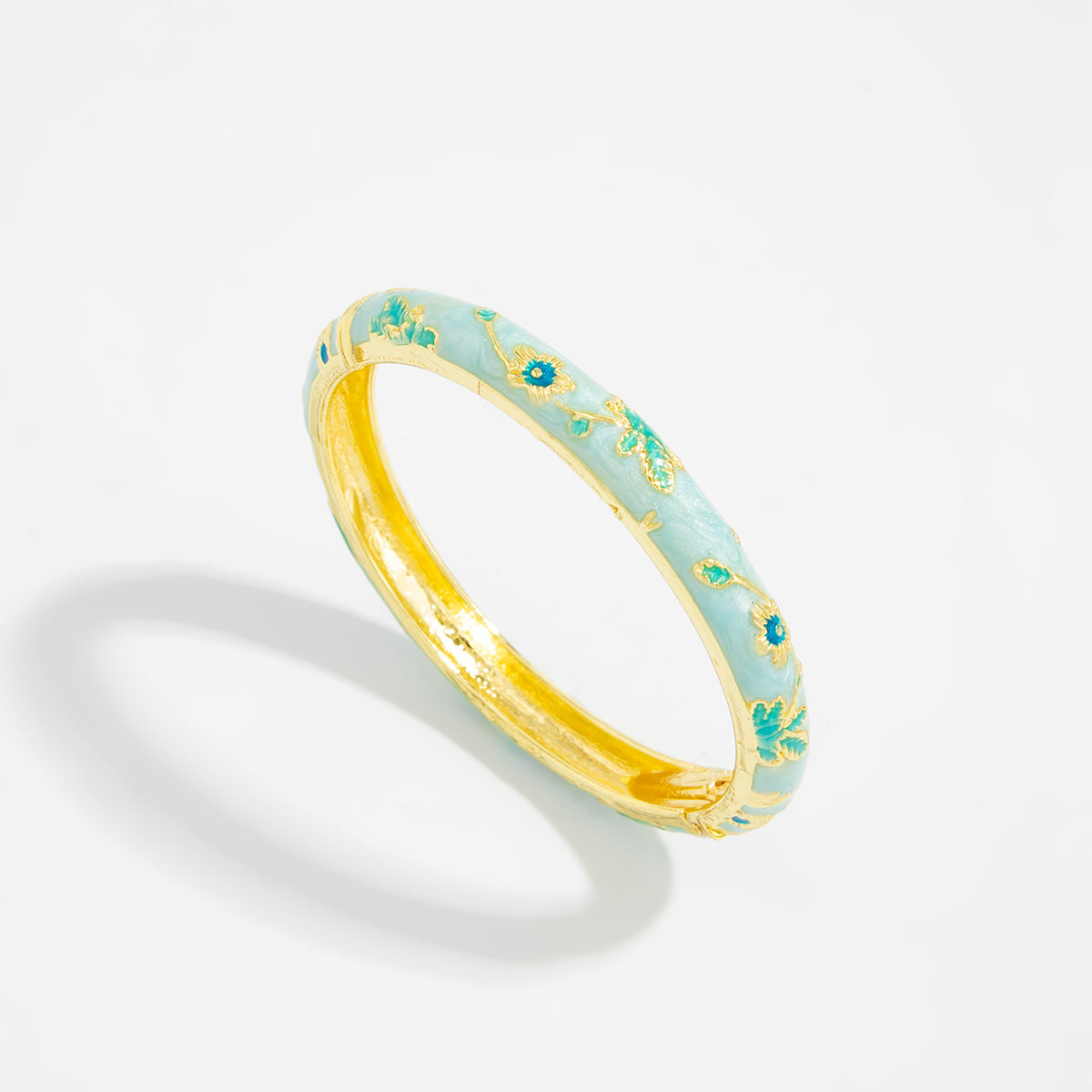 Planderful Vienna Verve Floral Opening Bracelet For Women Pastel Color Dripping Oil Style Elegant Metal Jewelry