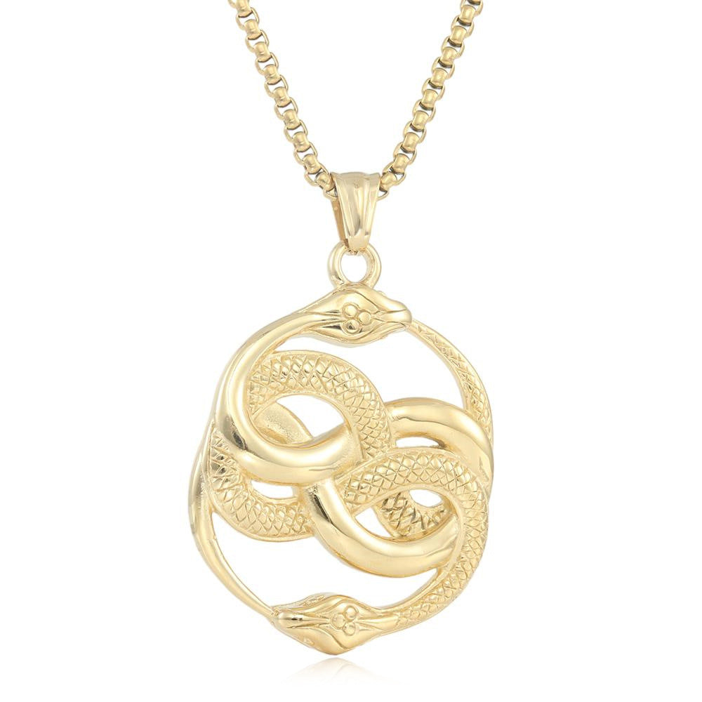 European And American Stainless Steel Snake Pendant Necklace