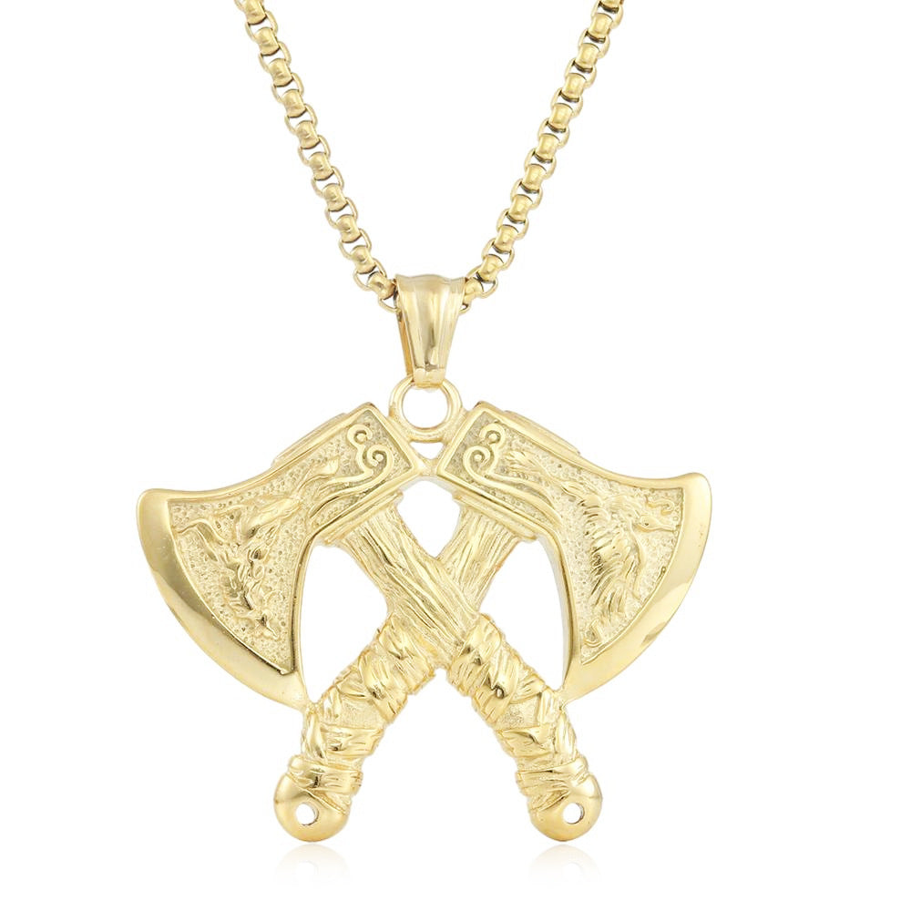 European And American Stainless Steel Double-Headed Axe Pendant