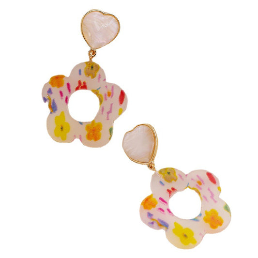Exaggerated Colorful Pattern Pendant Earrings - Stylish European Jewelry