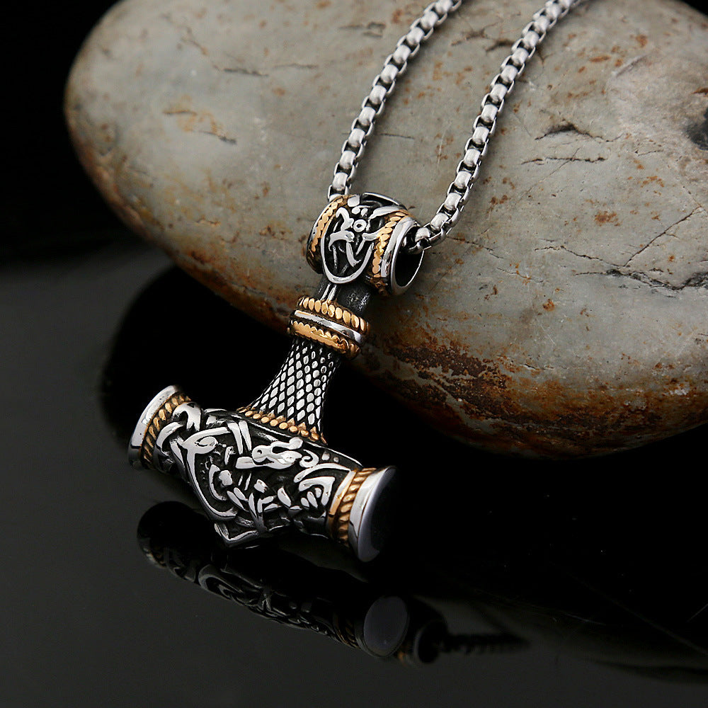 Stainless Steel Men's Thor's Hammer Viking Necklace Jewelry