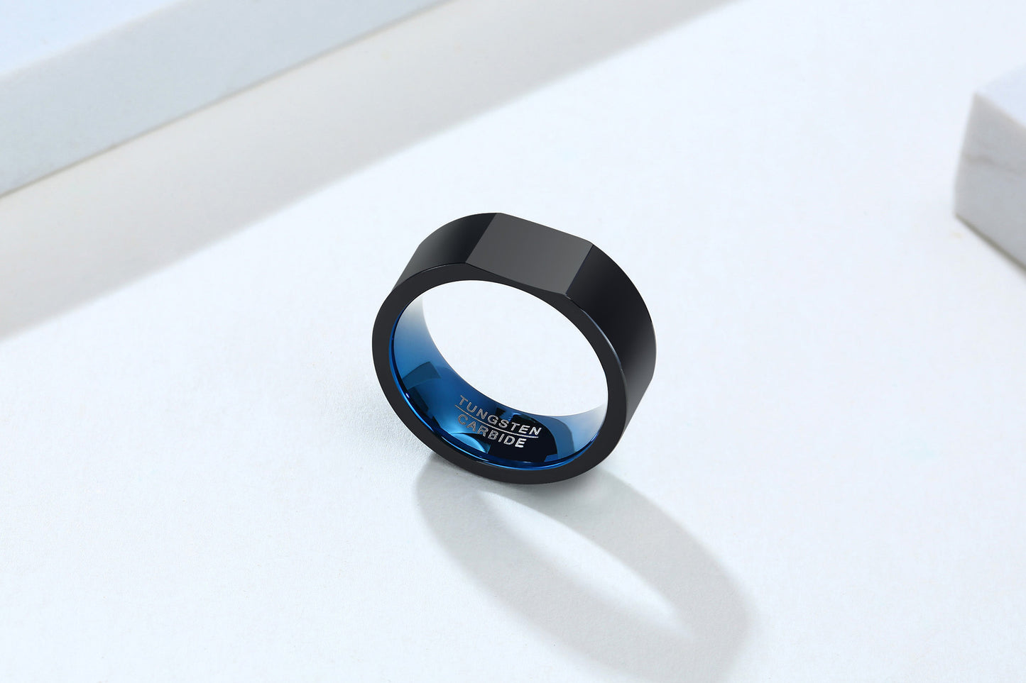 Tungsten Steel Ring Blue And Black Ring For Men