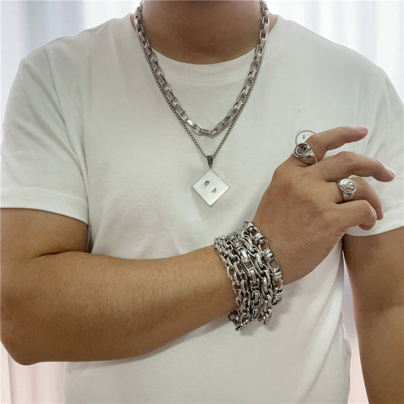 Personalized Retro Titanium Steel Pendant Necklace for Men and Women - Trendy Socket Plate Design