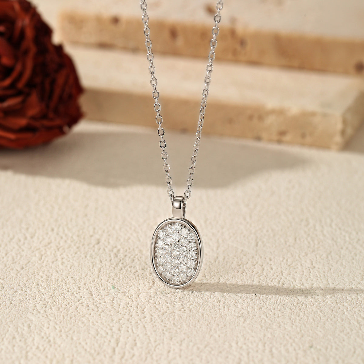925 Sterling Silver Button Moissanite Necklace