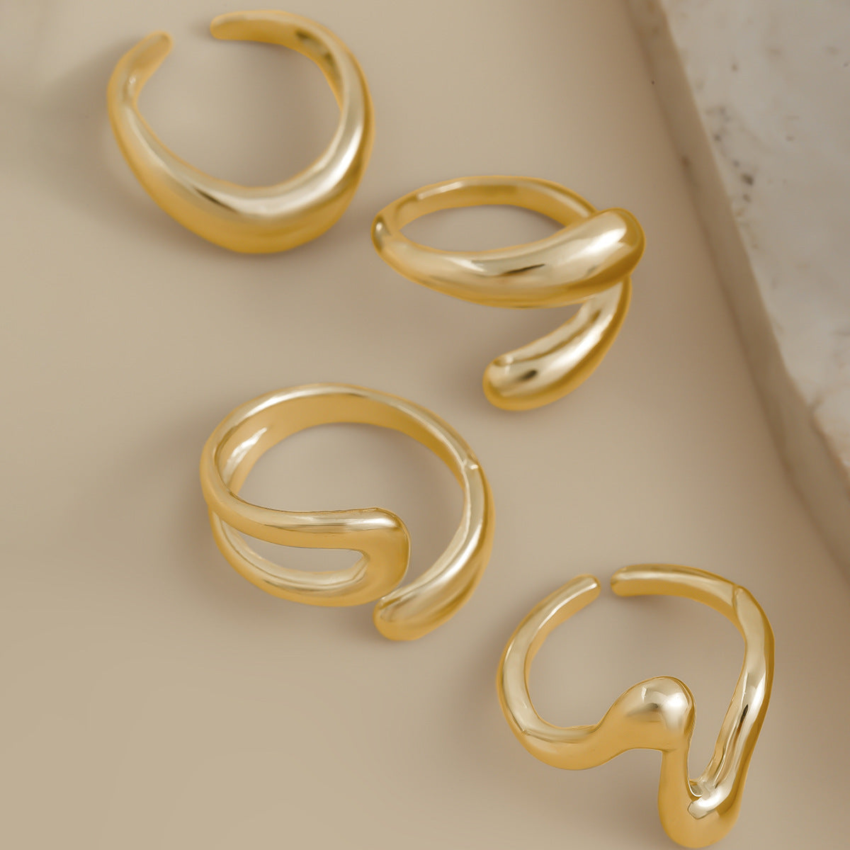 Planderful Vienna Verve Geometric Open Ring Lava Metal Texture For Modern Fashion Lovers