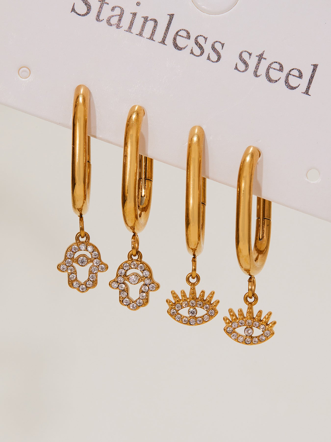 Planderful Devil Eye Earrings 18K Gold Plated Zircon Daywear