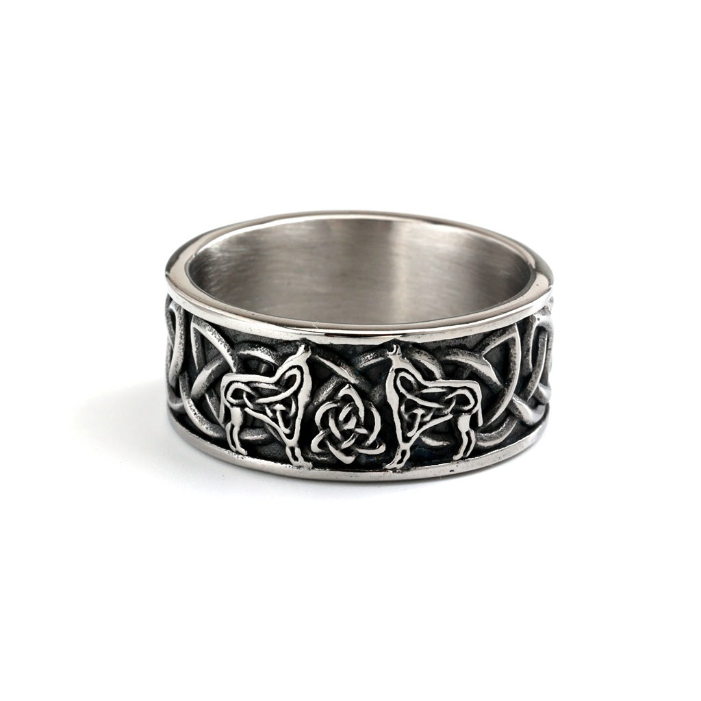 Vintage Viking Wolf Stainless Steel Men's Ring