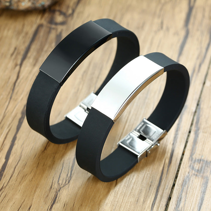 Cross-Border Curved Brand Silicone Bracelet for Men