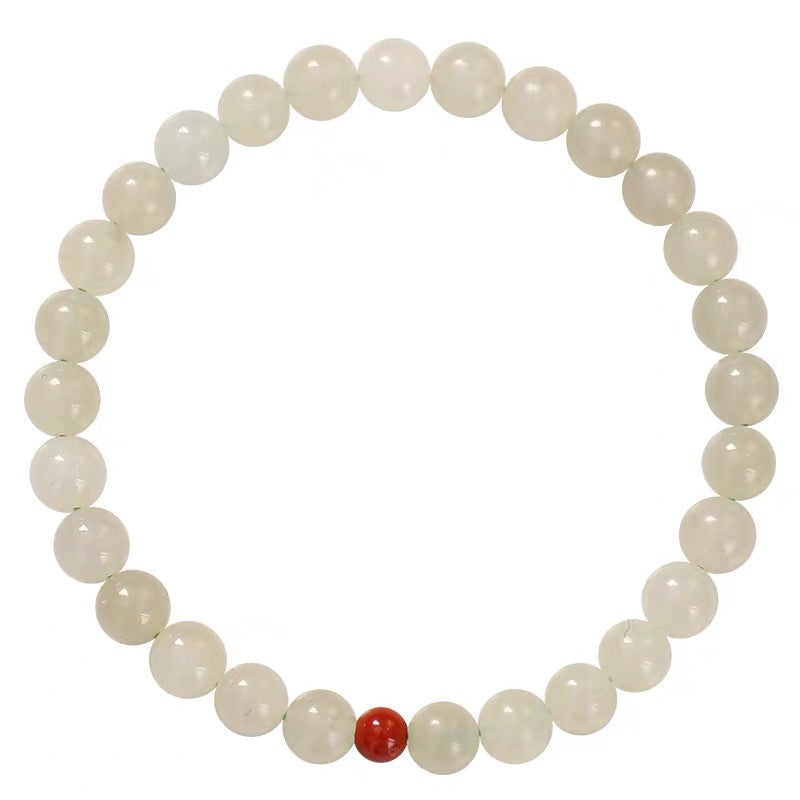 Hetian Jade & Red Agate Beaded Bracelet