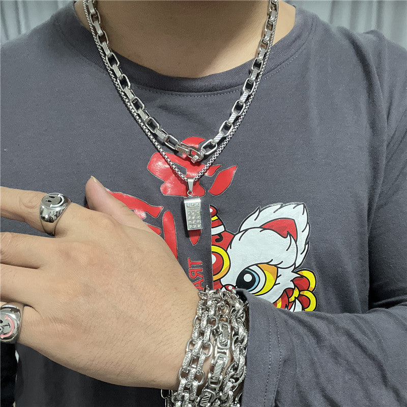 Personalized Retro Titanium Steel Whistle Pendant Necklace for Trendy Men