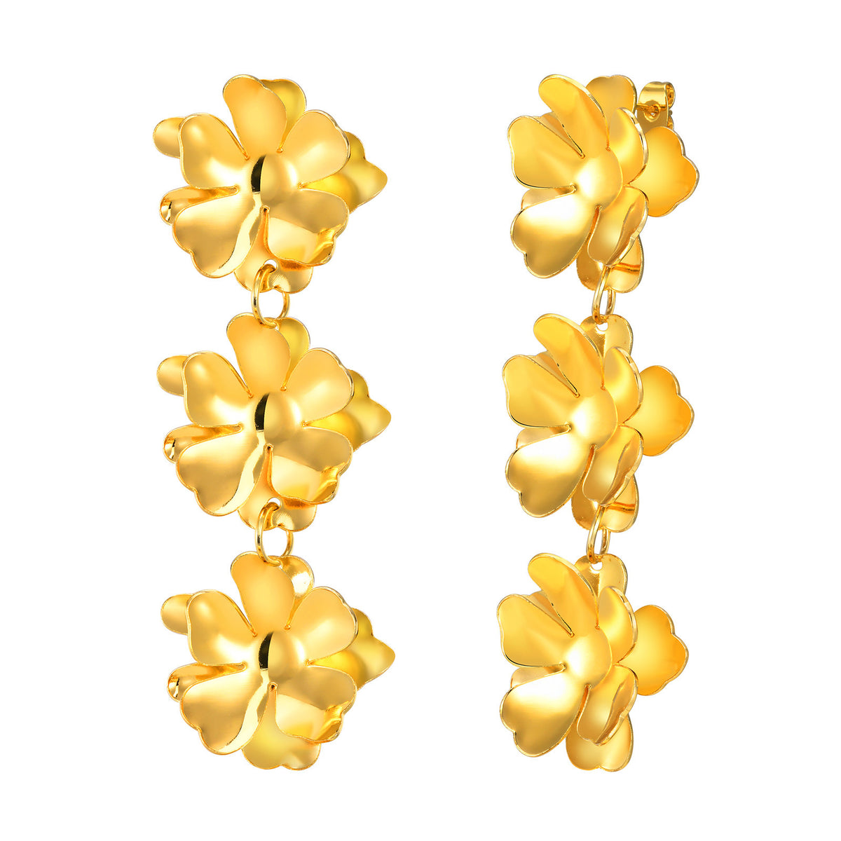 Copper Flower Earrings Gold 18K
