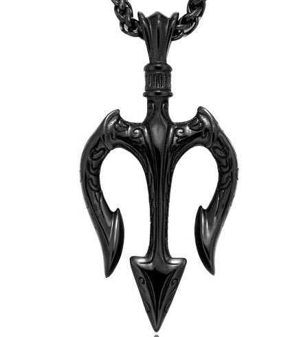 Stainless Steel Acupine Trident Pendant – Men's Titanium Steel Necklace Accessory