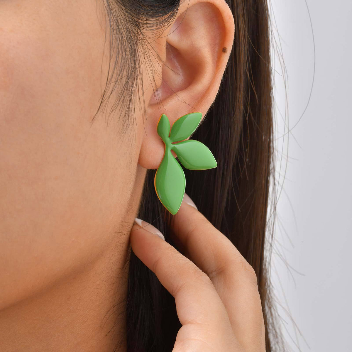 Mirrored Floral Earrings — Green or Pink