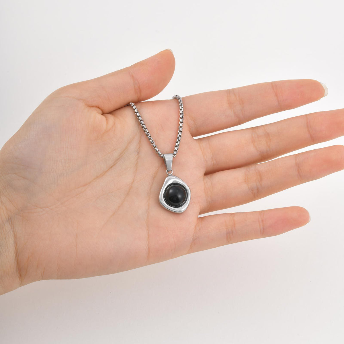 Stainless Steel Stone-Inlay Pendants — Chain Optional