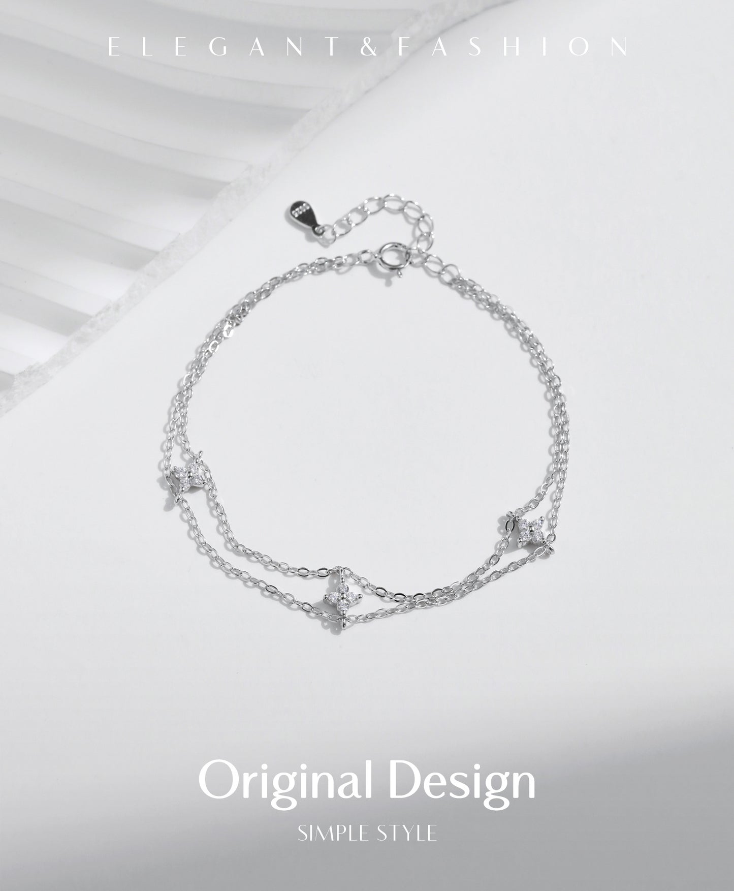 Planderful Everyday Genie Bracelet – Elegant Double-Layer Four-Leaf Clover Design