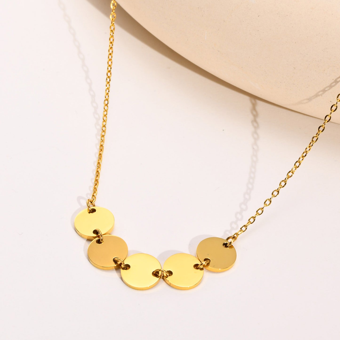 Cross-Border Fashion Wholesale Stainless Steel Disc Necklace