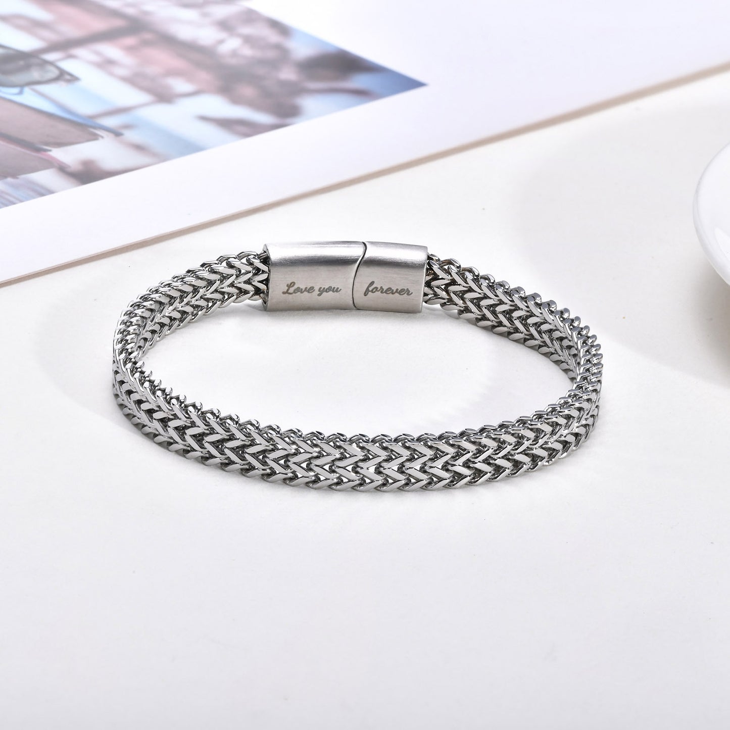 Planderful Stainless Steel Magnetic Buckle Bracelet For Men