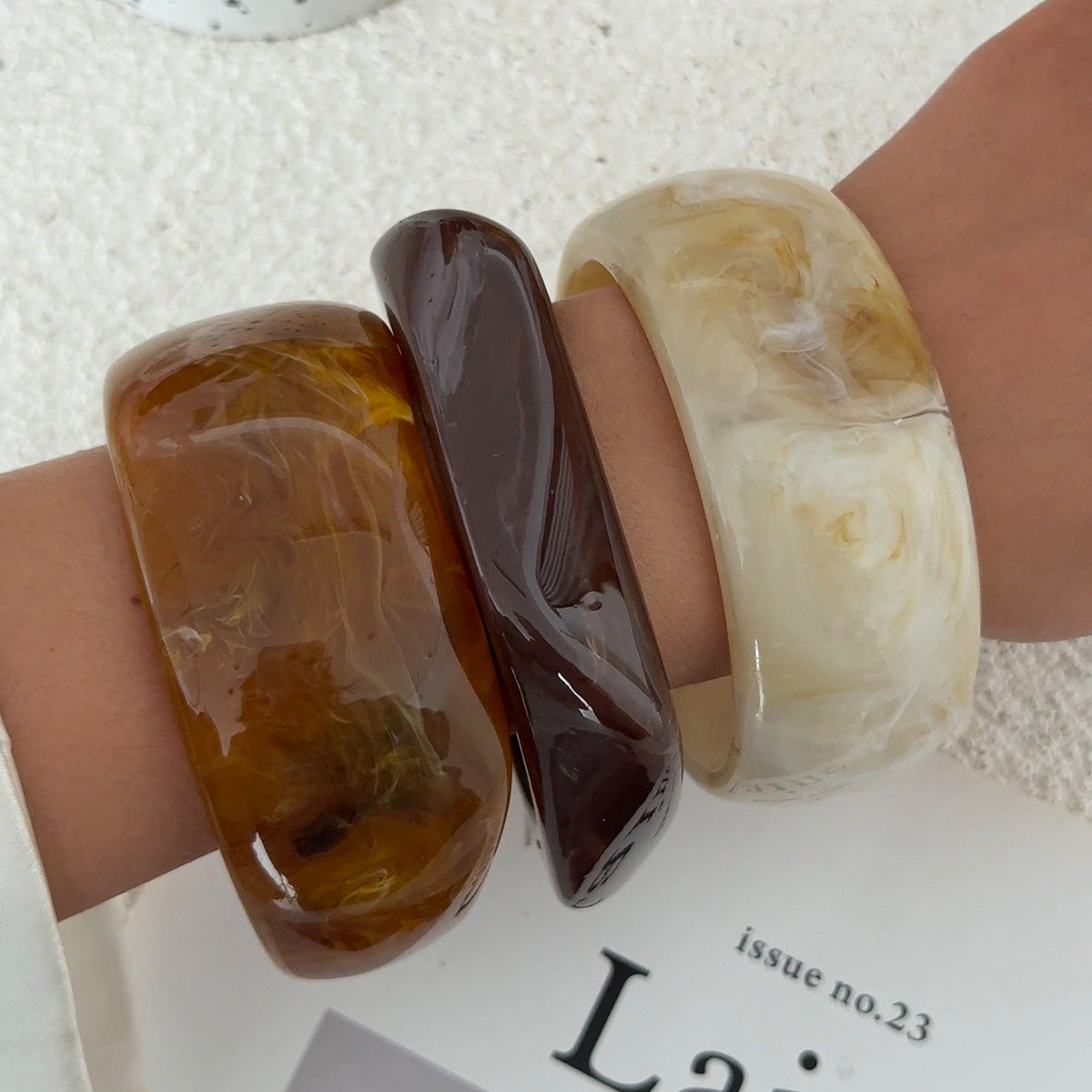 Planderful Vienna Verve Retro Resin Wide Bracelet For Bold Women Statement Jewelry