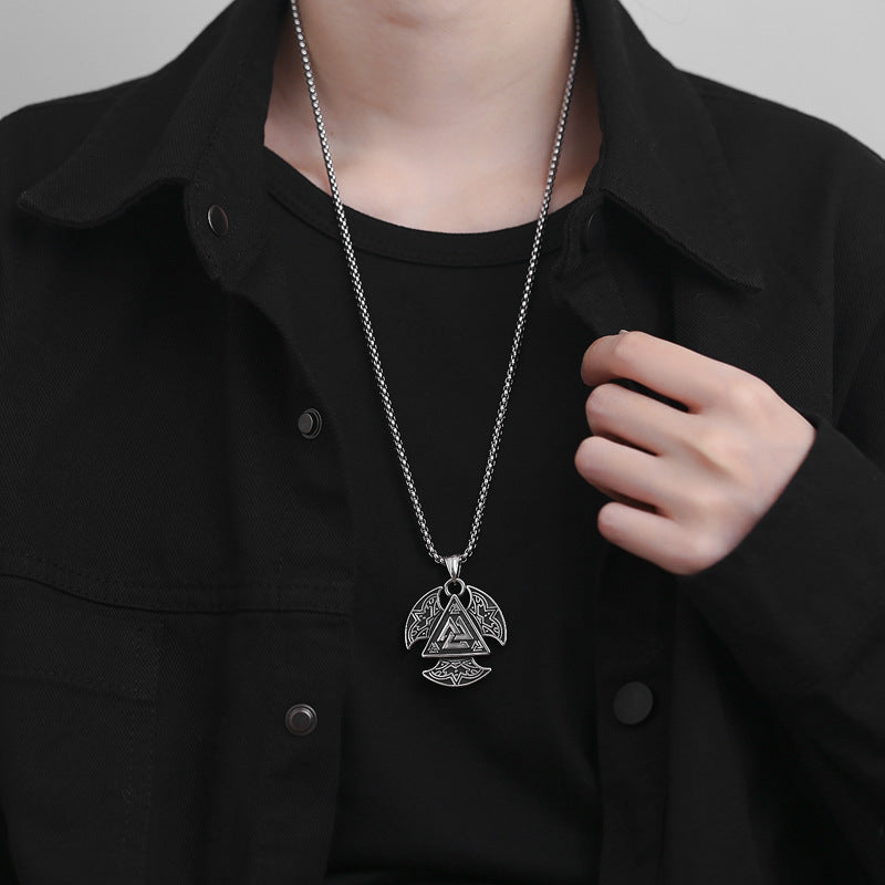 Steel Necklace - Vintage Viking Celtic Men's Pendant For Everyday Wear And Gifting