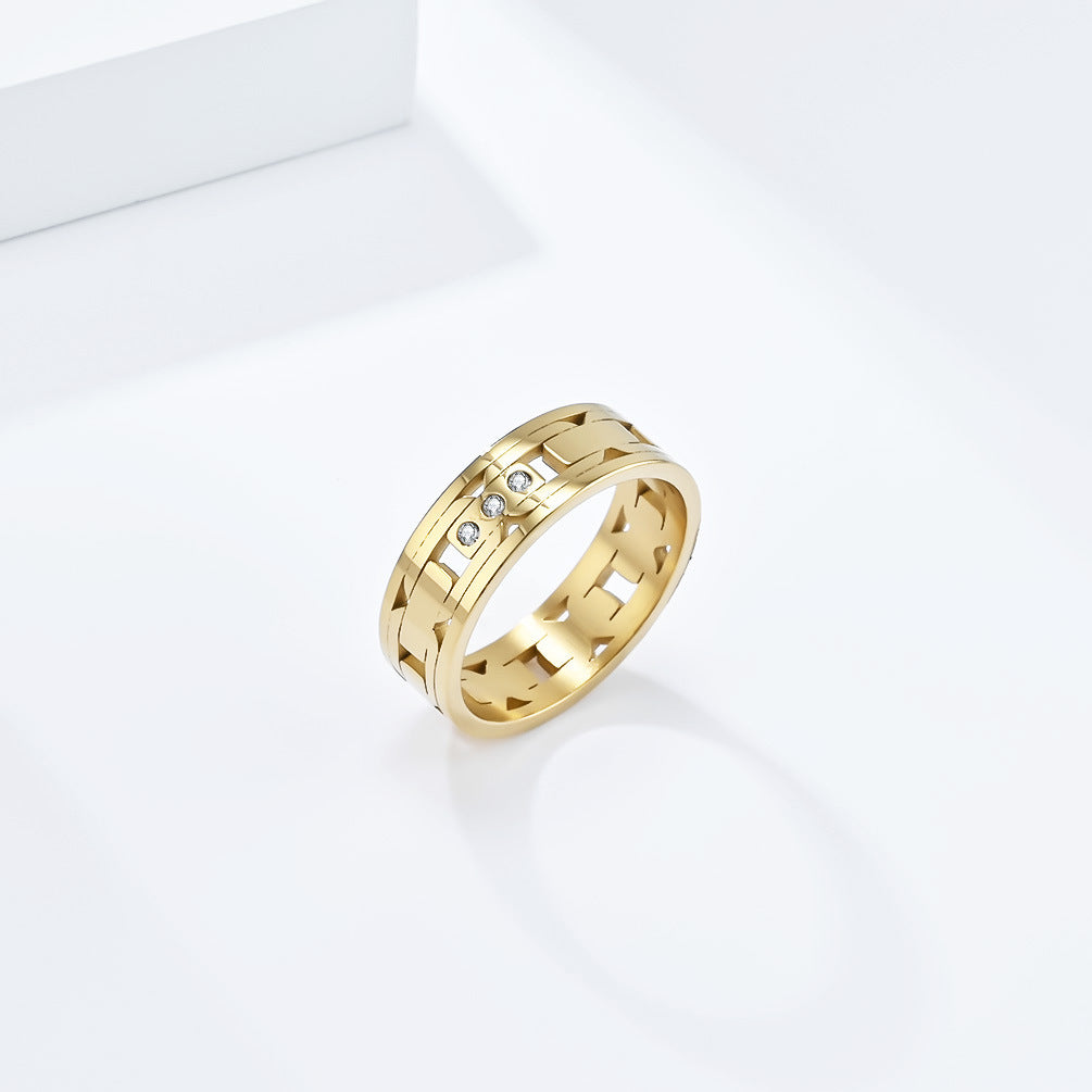 New Laser Cut Titanium Steel Ring for Men and Women