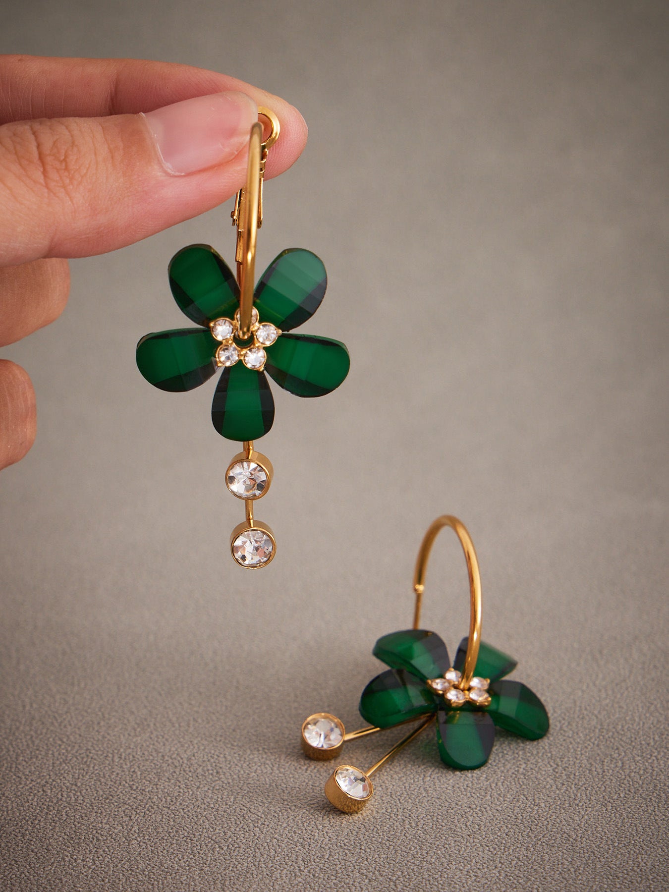 Planderful Camellia Zircon Tassel Earrings Women Stainless