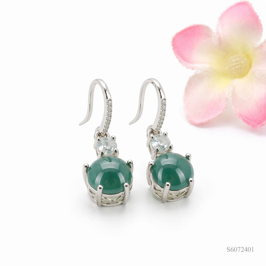 Blue-Water Jadeite Hook Earrings