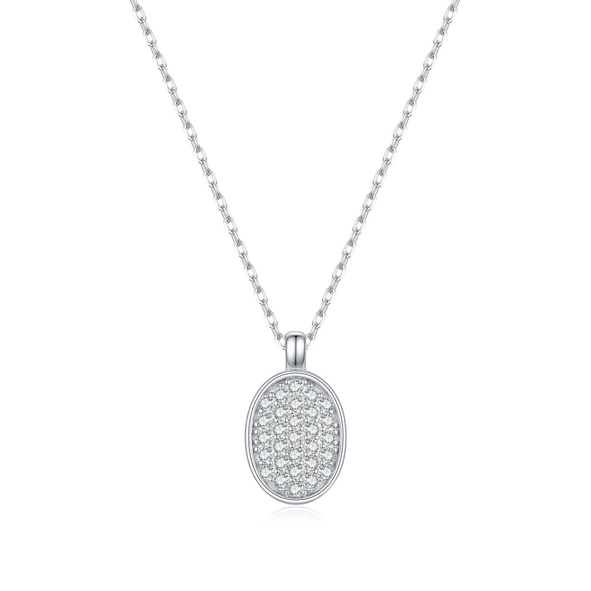 925 Sterling Silver Button Moissanite Necklace