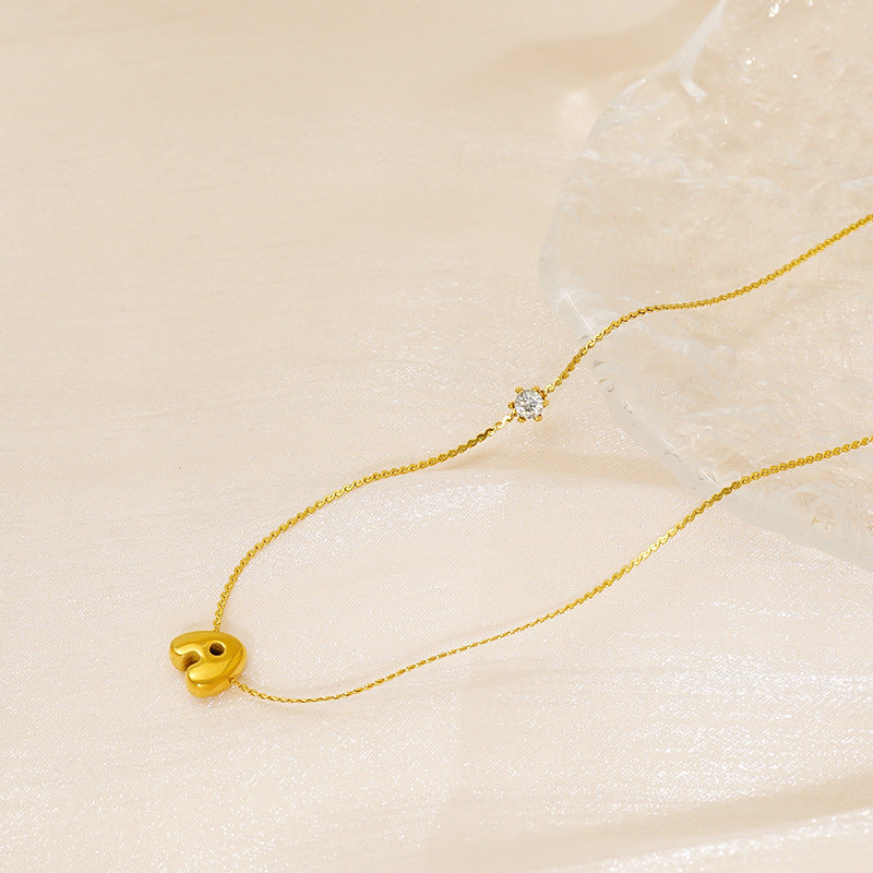 Planderful Jewelry Simple Chubby Bubble Letter Necklace Stainless Steel Personalization Pendant