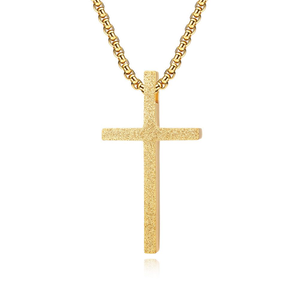 Planderful Cross Necklace Pendant Matte Titanium Steel For Everyday Wear Gift For Him