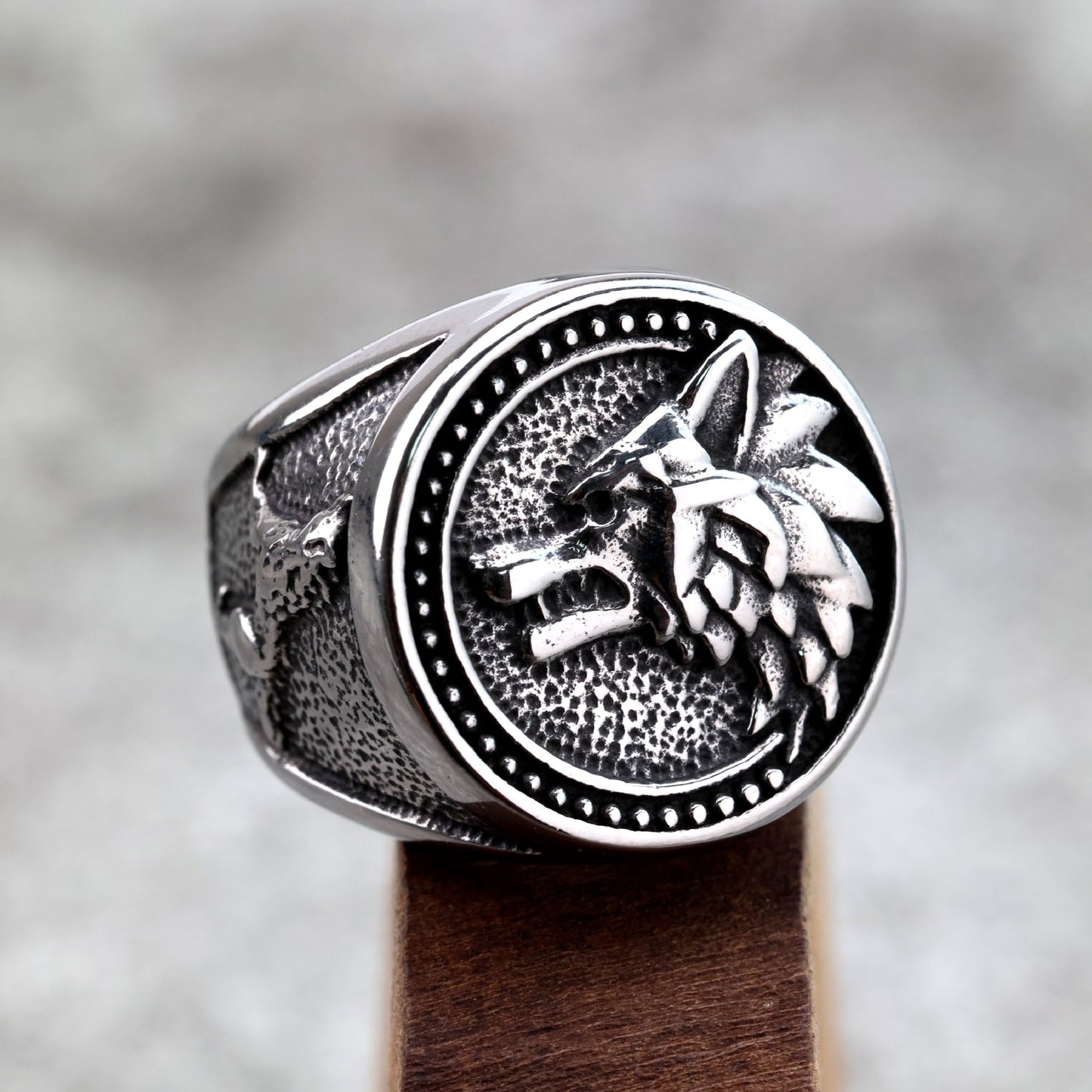Planderful Viking Wolf Head Ring For Men Solid Stainless Steel Odin Mount Bold Retro European American Style