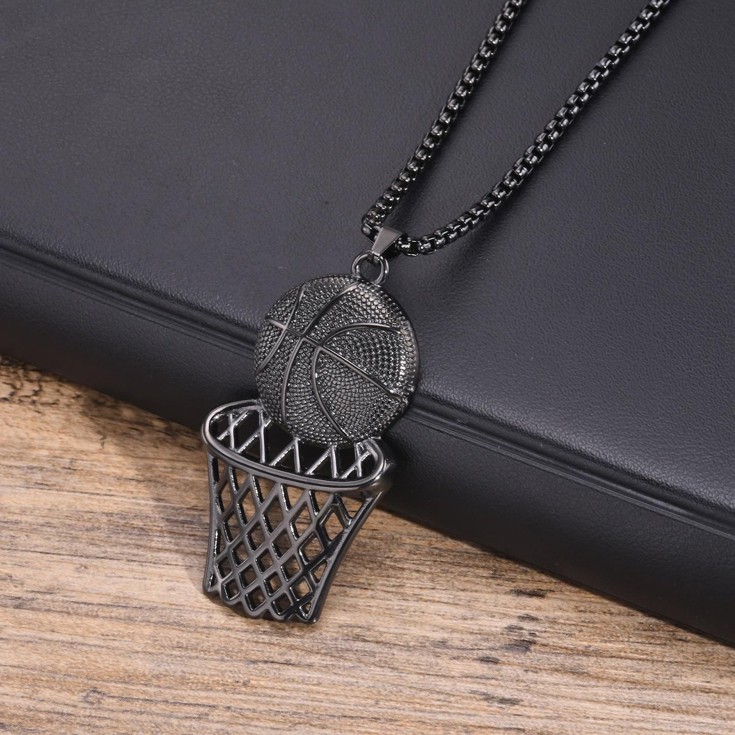 Men's Accessories Stainless Steel Basketball Frame Pendant Necklace