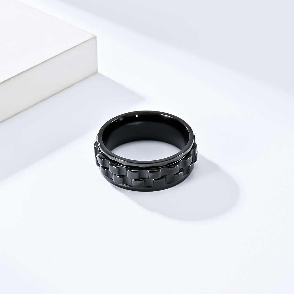 Planderful Everyday Genie Rotating Gear Ring Stainless Steel Stress Relief Unisex Ring Size 7 12