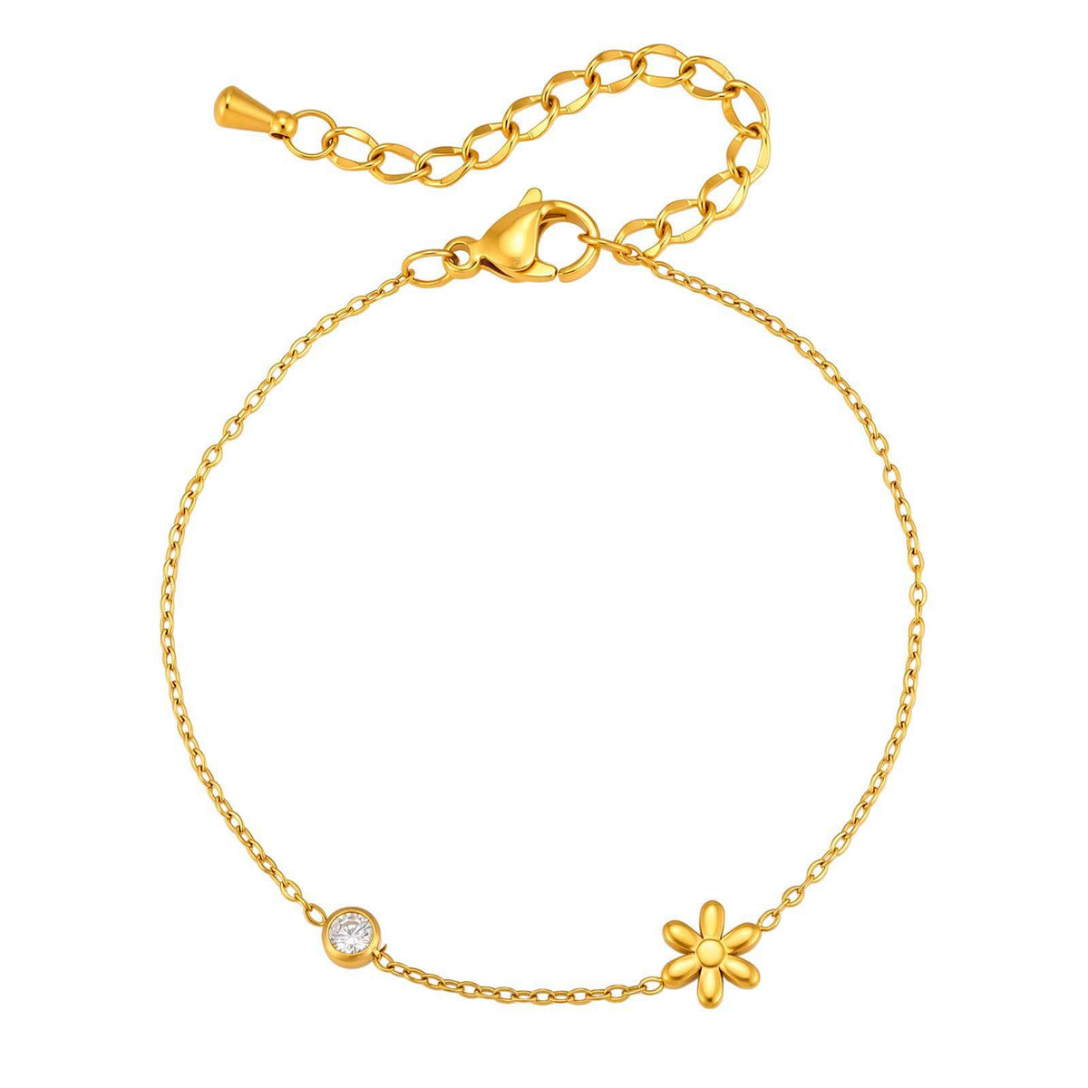 Flower Zircon Stainless Steel Bracelet Unisex