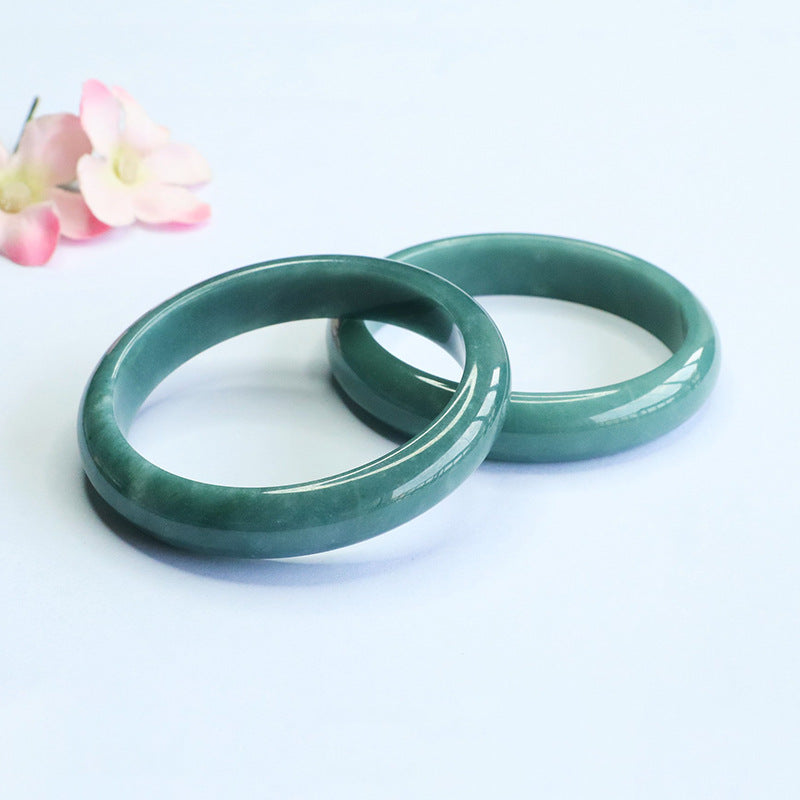 Blue Water Jadeite Classic Round Bangle