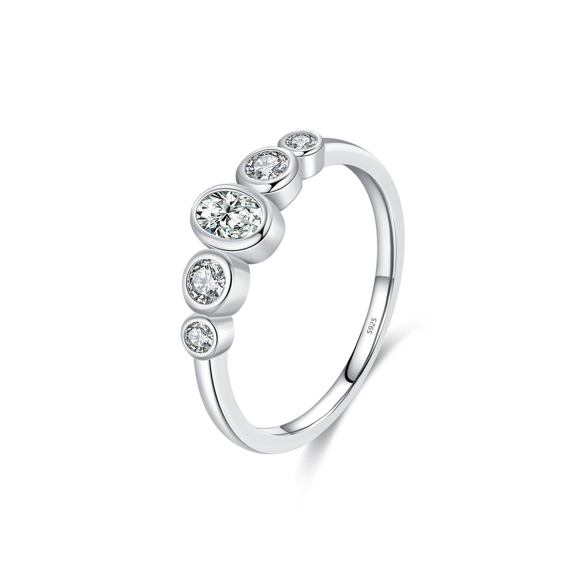 925 Sterling Silver Zircon Solitaire Ring