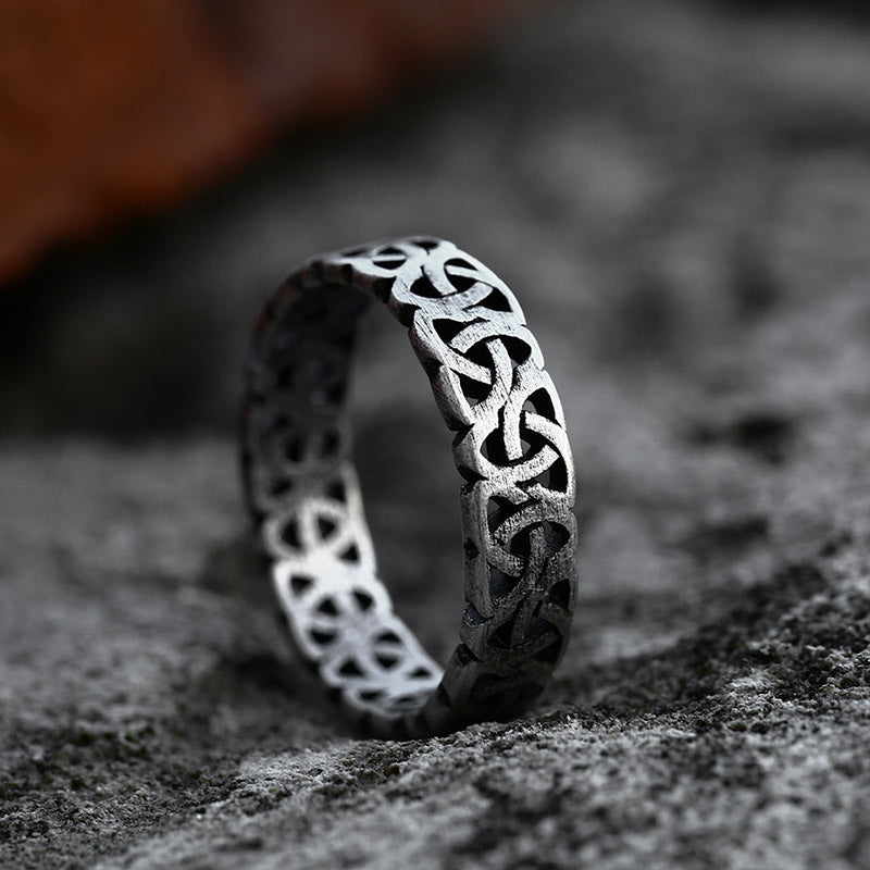 Titanium Steel Celtic Knot Ring - Unisex Viking-Inspired Jewelry for Timeless Style