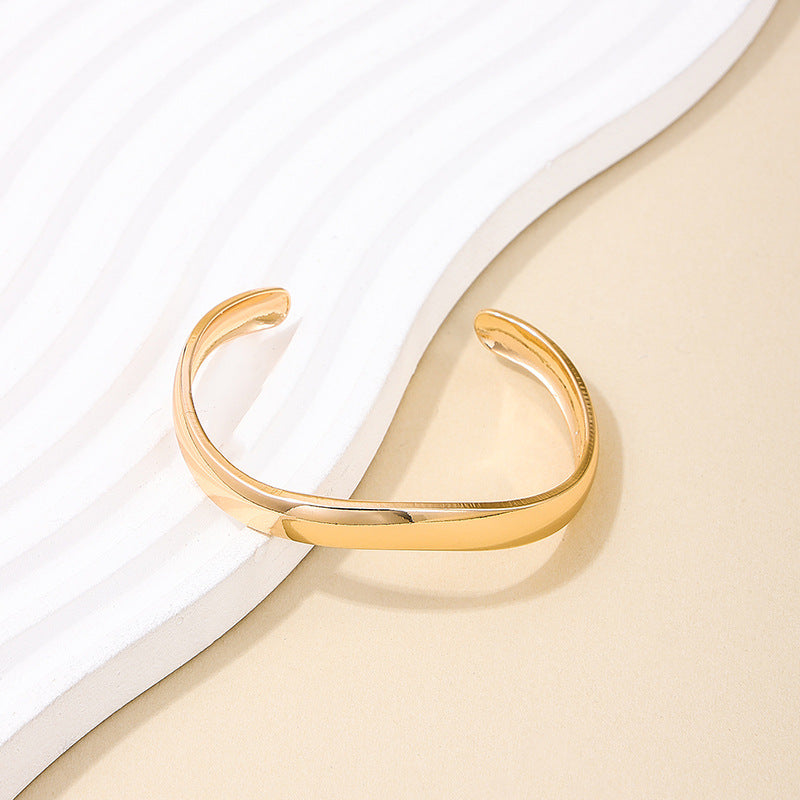 Korean Style Wave Pattern Metal Bracelet for Women - Vienna Verve Collection