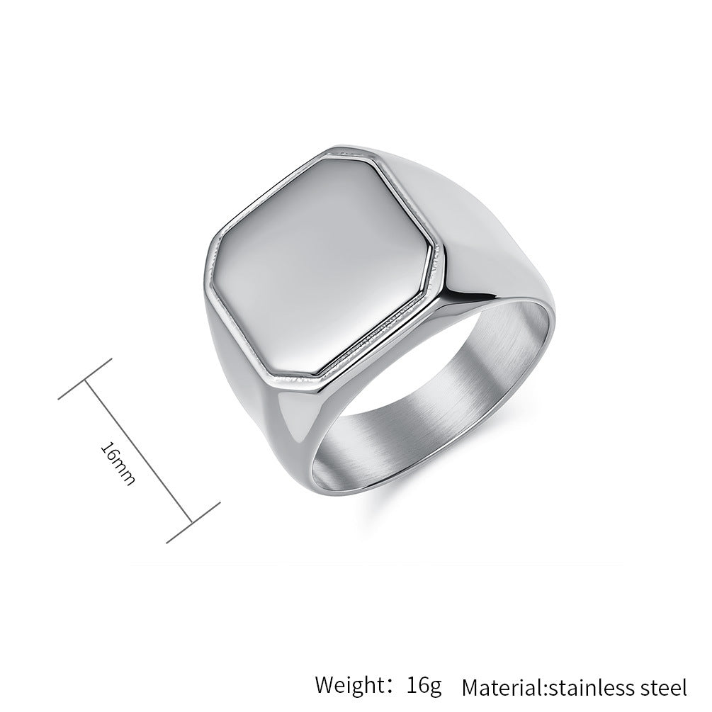 Planderful Mens Stainless Steel Ring Hip Hop Square Sleek Design For European American Style