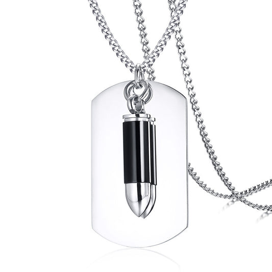 Small Jewelry DIY Tag Bullet Pendant for Men in Titanium Steel