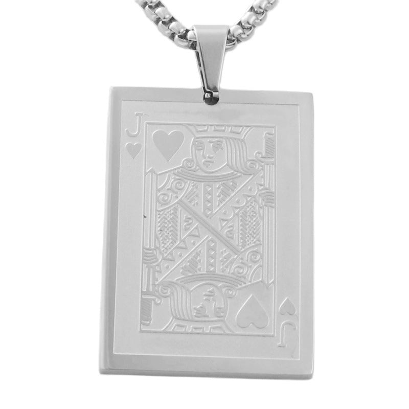 Personalized Retro Titanium Steel Playing Card Pendant Necklace for Men