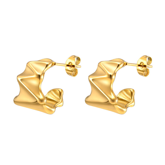 European And American Accessories Stainless Steel Gold C Earrings