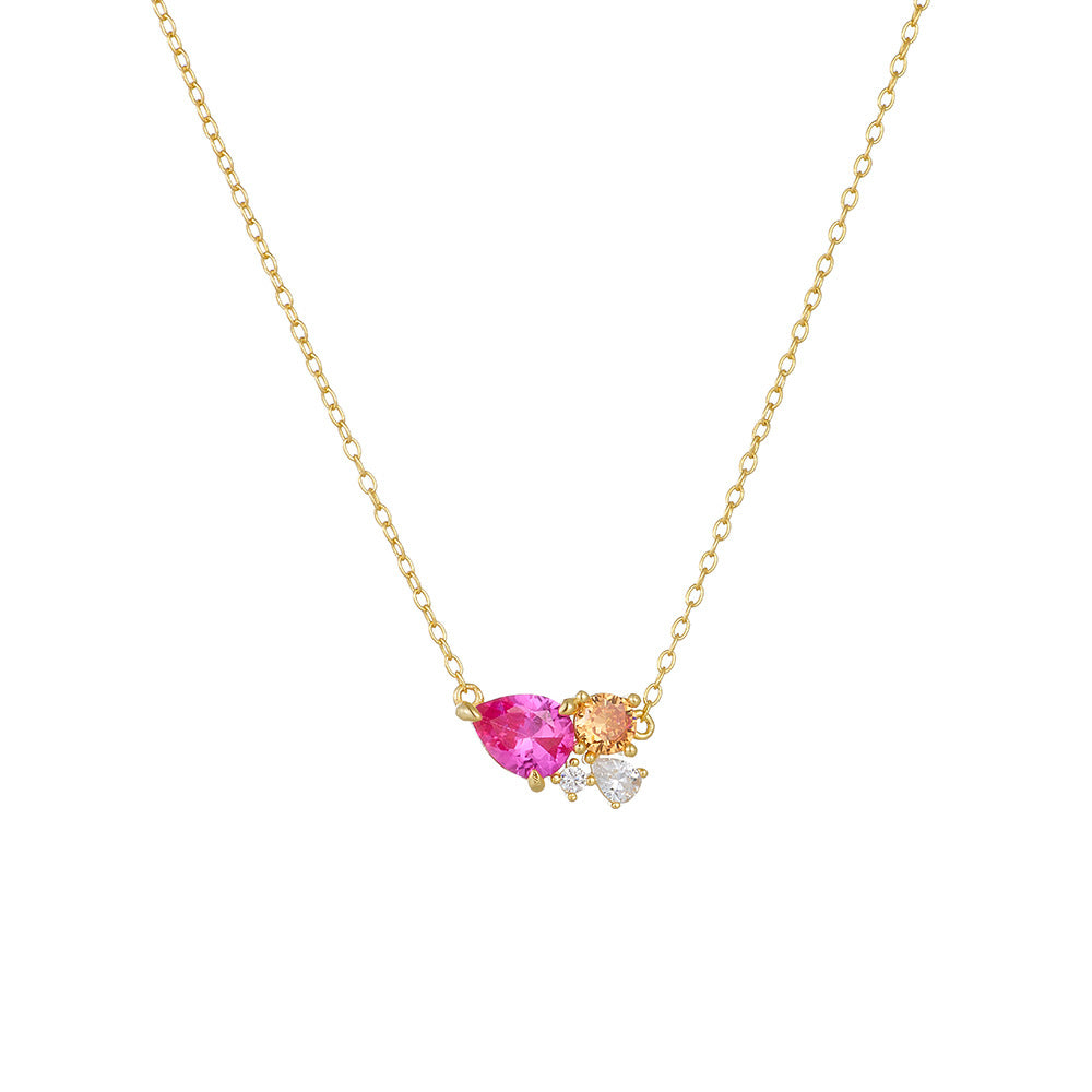 S925 Sterling Silver Necklace Ruby Zircon