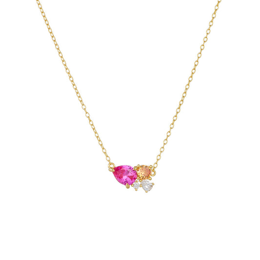 S925 Sterling Silver Necklace Ruby Zircon