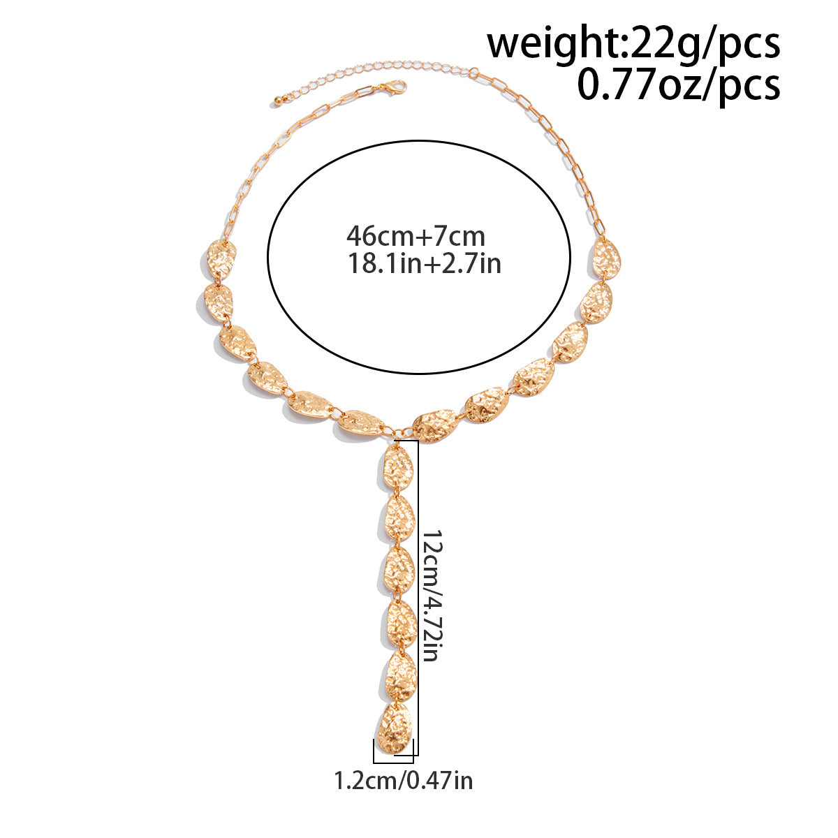 Hammered Irregular Y-Shaped Necklace