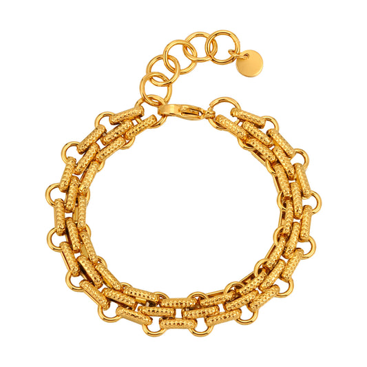 Unisex Design – Stainless Steel Embossed Strap Bracelet