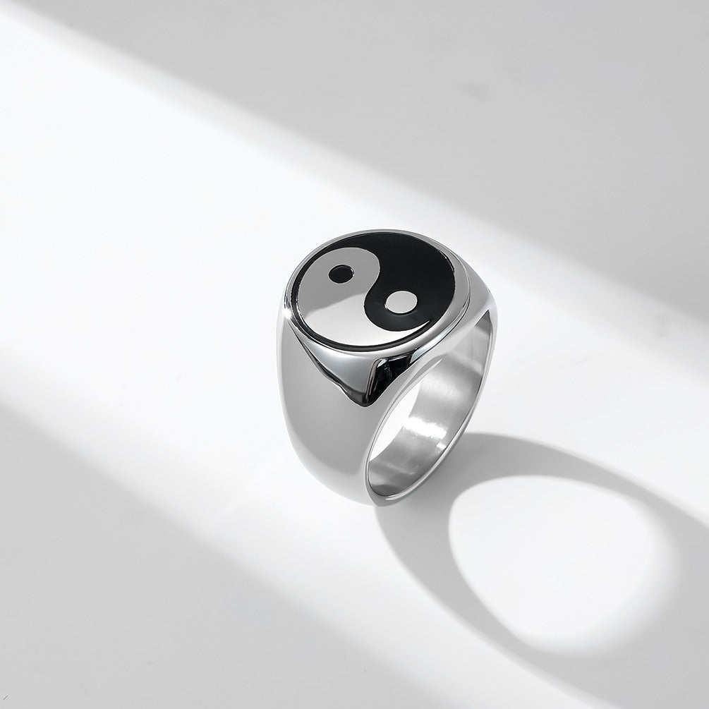Planderful Taiji Yin Yang Ring For Men Stainless Steel Meditation Self Cultivation Taoist Temple