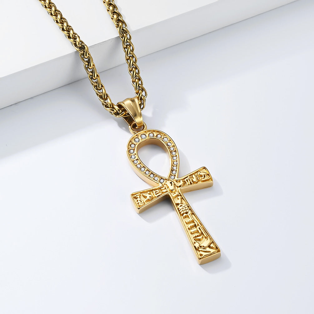 Steel Necklace – Statement Egyptian Anka Cross Necklace With Durable Stainless Steel Finish For Everyday Wear