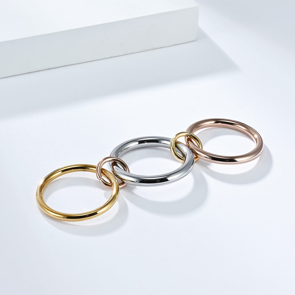 Planderful Three Layer Stacking Ring Set For Women Everyday Genie Steel Hand Jewelry