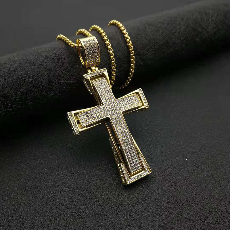 Planderful Everyday Genie Hip Hop Necklace Titanium Steel Gold Plated Zircon Pendant For Men And Women