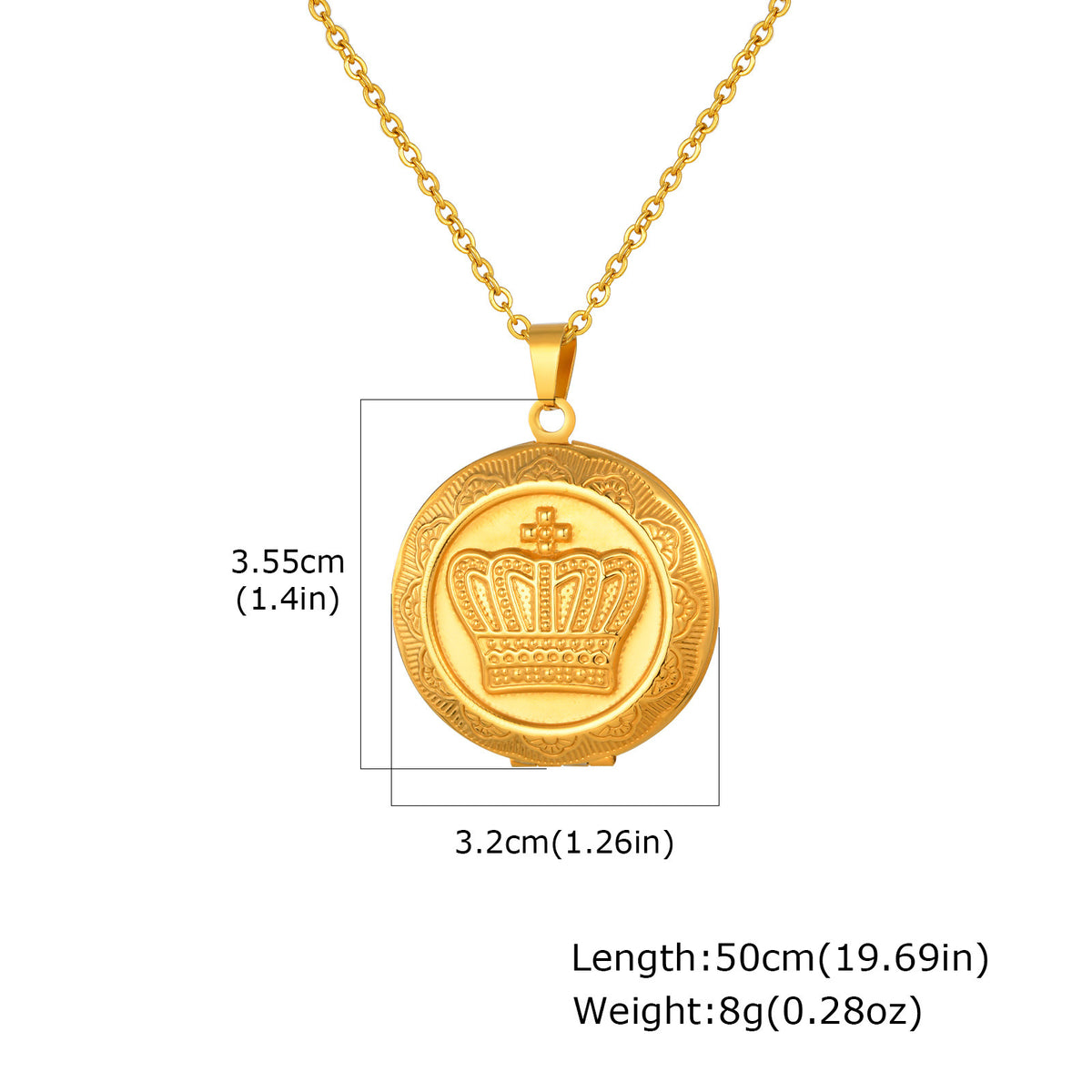 Crown Medallion Pendant — Silver or Gold